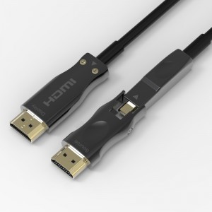 Съемный оптоволоконный кабель HDMI Поддержка 4K 60 Гц, 18 Гбит / с, с двумя разъемами Micro HDMI и стандартными HDMI